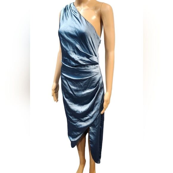 *NWT Elliat Revolve Cassini women's blue one shoulder Asymmetrical midi dress M - Picture 7 of 11